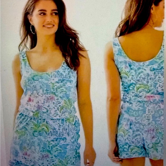 Lilly Pulitzer, NWT, Annalee, what a lovely place Sleeveless Romper XS - Picture 1 of 6